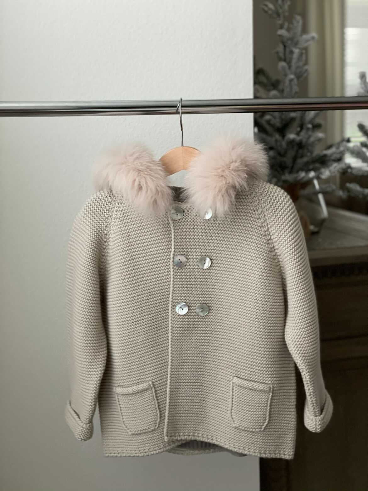 Bobble Babies knitted jacket in Oatmeal