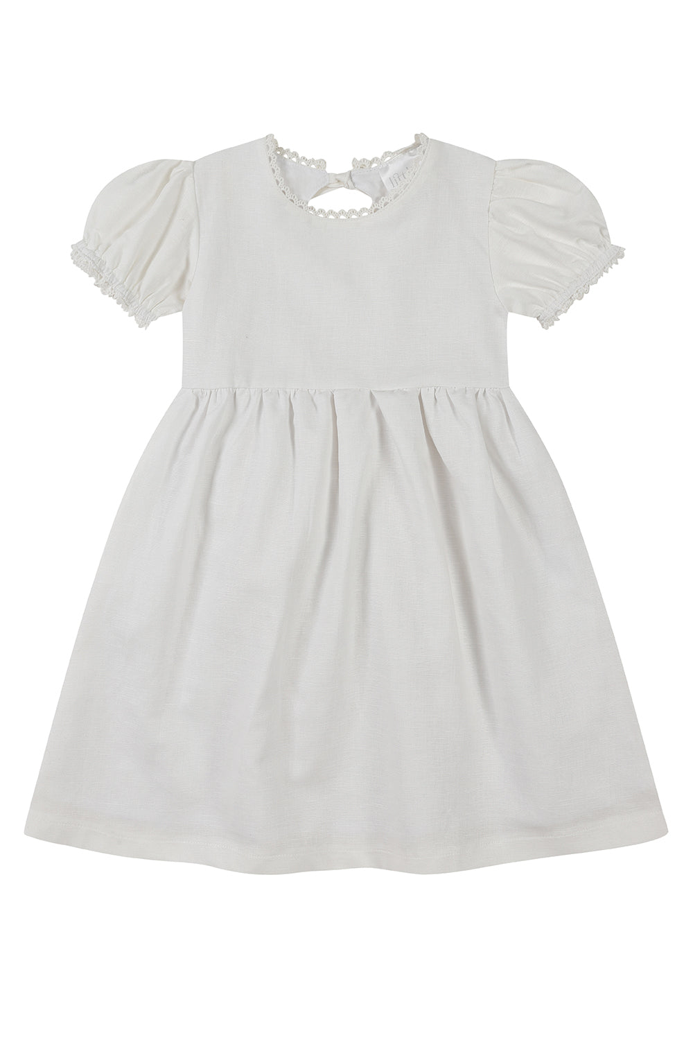 Linen Amaya lace sleeve dress/ White