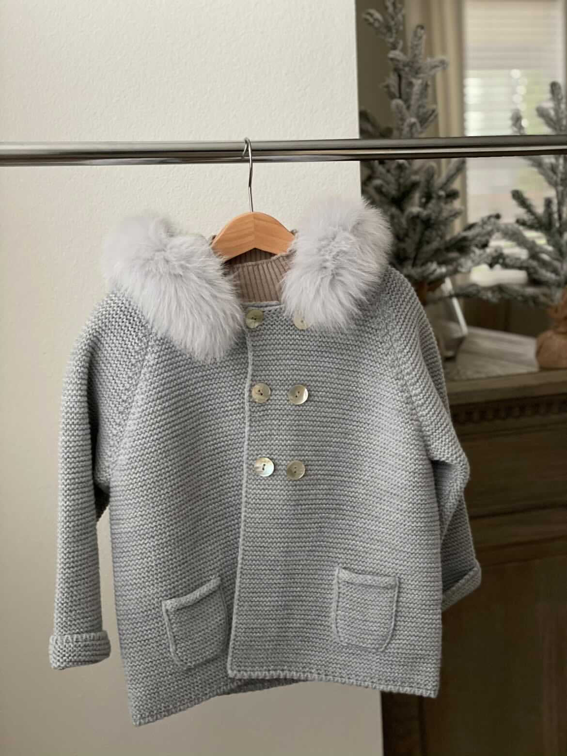 Bobble Babies knitted jacket in Steel Grey