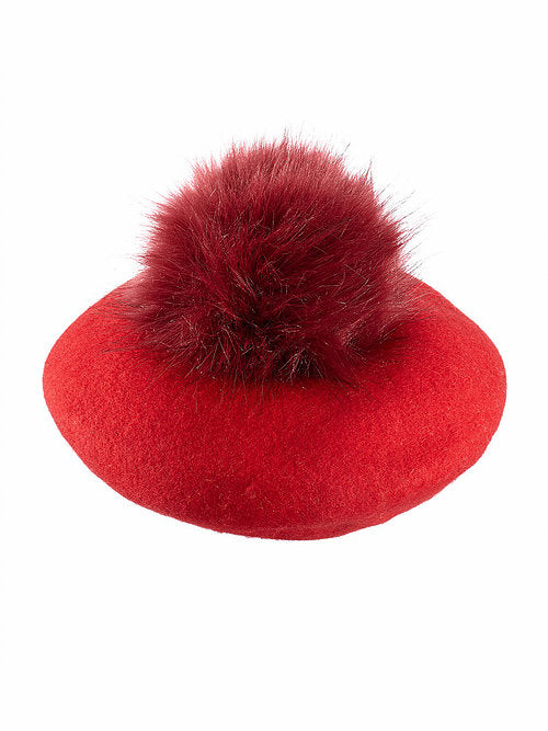 Pompom Beret in Red